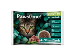 Pawsome Katzen-Nassfutter Adult Thunfisch 85 g 4er Flowpack