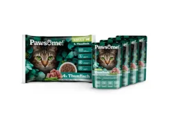 Pawsome Katzen-Nassfutter Adult Thunfisch 85 g 4er Flowpack