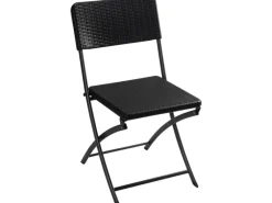 Hot Perel Klappstuhl Polyrattan-Optik Schwarz