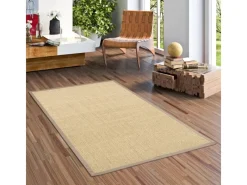 New Pergamon Sisalteppich Natura Klassisch mit Bordüre Creme Taupe 150x150cm