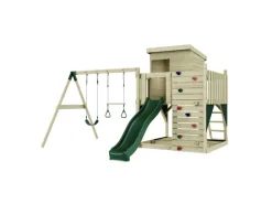 PolarPlay Spielturm Björn, mit Trapezstange, Dunkelgrün