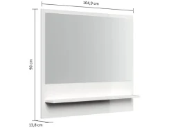 Hot Posseik Flurspiegel Paneel Beauregard-L mit Rahmen und Ablage Creme-Grafit