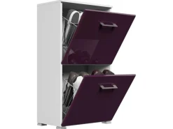 Discount Posseik Schuhschrank Elite 2 Klappen 8 Paar Schuhe 52 cm x 96 cm Weiß-Brombeer Brombeere