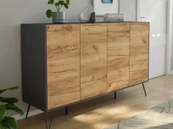 Posseik Sideboard Industrial P 4 Schubladen 4 Türen 155 cm Front