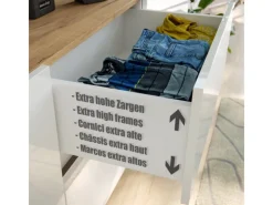 Outlet Posseik Sideboard Industrial M 6 Schubladen 120 cm Weiß Hochglanz