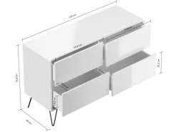 Discount Posseik Sideboard Industrial E 4 Schubladen 120 cm Front Weiß Eiche