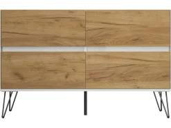Discount Posseik Sideboard Industrial E 4 Schubladen 120 cm Front Weiß Eiche