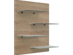 Discount Posseik Wandregal Elite 4 Glasablagen 52 cm x 60 cm Eiche