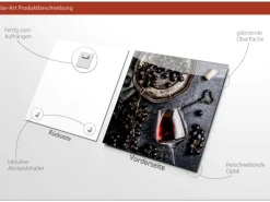 Pro Art Glasbild Wein und Trauben 20 cm x 20 cm