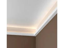 PROFHOME 150226 Eckleiste Zierleiste für indirekte Beleuchtung Stuckleiste 2 m 200 cm x 5,5 cm x 5,5 cm Weiß