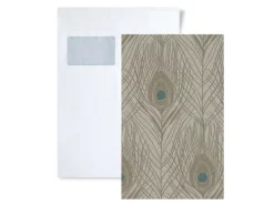 Clearance PROFHOME 1 MUSTERSTÜCK S-369716-GU DIN A4 MUSTER der Federn Tapete Grau