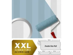 Best PROFHOME 247612-GU Streifen Tapete Traditionell Matt Weiß 1,06 m x 25,00 m 26,50 m2 Weiß