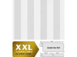 Best PROFHOME 247612-GU Streifen Tapete Traditionell Matt Weiß 1,06 m x 25,00 m 26,50 m2 Weiß