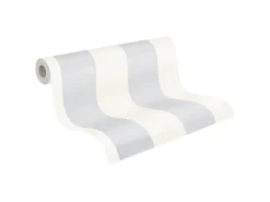 Best PROFHOME 247612-GU Streifen Tapete Traditionell Matt Weiß 1,06 m x 25,00 m 26,50 m2 Weiß