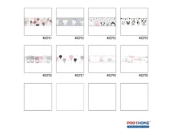 PROFHOME 403741-GU Tiermotiv Tapete Kindertapete Matt Rosa Grau Weiß 0,75 m2 0,15 m x 5,00 m 0,75 m2 Rosa