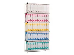 Sale PROREGAL Aktenregal HxBxT 200 x 100 x 34 cm 6 Ebenen Spanplatten-Fachboden Fachlast 60 kg Bis Zu 66 Archivordnern mit Hebel Lichtblau-Lichtgrau