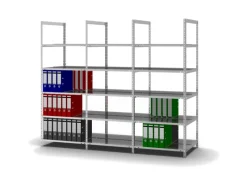 PROREGAL Aktenregal Schraubsystem Grundregal HxBxT 185 x 75 x 60 cm 5 Ebenen Fachlast 90 kg Ohne Deckboden Beidseitig Nutzbar