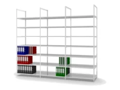 PROREGAL Aktenregal Schraubsystem Grundregal HxBxT 255 x 100 x 60 cm 7 Ebenen Fachlast 90 kg Ohne Deckboden Beidseitig Nutzbar