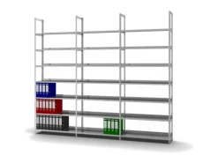 PROREGAL Aktenregal Schraubsystem Grundregal HxBxT 255 x 100 x 30 cm 7 Ebenen Fachlast 60 kg Ohne Deckboden Einseitig Nutzbar