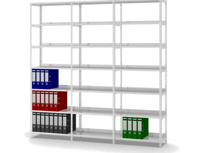 PROREGAL Aktenregal Schraubsystem Grundregal HxBxT 220 x 75 x 30 cm 7 Ebenen Fachlast 60 kg Mit Deckboden Einseitig Nutzbar
