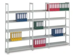 PROREGAL Aktenregal Schraubsystem Grundregal HxBxT 290 x 100 x 30 cm 8 Ebenen Fachlast 60 kg Ohne Deckboden Einseitig Nutzbar