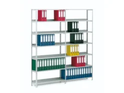 Outlet PROREGAL Aktenregal Schraubsystem Grundregal HxBxT 255 x 100 x 30 cm 8 Ebenen Fachlast 60 kg Mit Deckboden Einseitig Nutzbar Lichtgrau