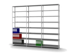 PROREGAL Aktenregal Schraubsystem Grundregal HxBxT 255 x 100 x 30 cm 8 Ebenen Fachlast 60 kg Mit Deckboden Einseitig Nutzbar