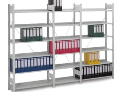 Outlet PROREGAL Aktenregal Stecksystem T-Profil Grundregal HxBxT 235 x 100 x 30 cm 7 Ebenen Fachlast 60 kg Einseitig Nutzbar Lichtgrau