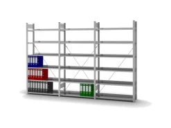 PROREGAL Aktenregal Stecksystem T-Profil Grundregal HxBxT 200 x 100 x 30 cm 6 Ebenen Fachlast 60 kg Einseitig Nutzbar