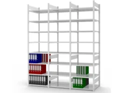 Outlet PROREGAL Aktenregal Stecksystem T-Profil Grundregal HxBxT 270 x 75 x 60 cm 8 Ebenen Fachlast 90 kg Beidseitig Nutzbar Lichtgrau