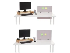 Discount PROREGAL Akustik-Tischtrennwand HxBxT 60x65x2 cm Doppelwandig Stoff Büro-Sichtschutz Schreibtisch Pinnwand Grau