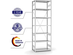 PROREGAL Antibakterielles Fachbodenregal Stecksystem T-Profil HxBxT 300 x 100 x 50 cm 7 Ebenen Traglast 140 kg Antibakterielle Beschichtung Weiß