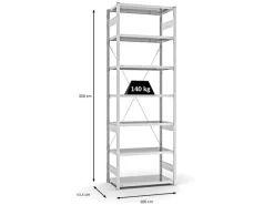 PROREGAL Antibakterielles Fachbodenregal Stecksystem T-Profil HxBxT 300 x 100 x 50 cm 7 Ebenen Traglast 140 kg Antibakterielle Beschichtung Weiß