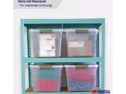 Best PROREGAL Aufbewahrungsbox Mit Deckel 45L 4er Set Groß Rollen Transparent Stapelbar Kunststoffbox Verschlussclips Stapelbox Aufbewahrungsbehälter
