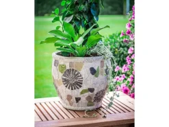 PROREGAL Blütentopf mit Mosaik, Grau, Keramik, 27,5x27,5x25cm