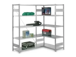 Best PROREGAL Eckregal Stecksystem T-Profil HxBxT 200 x 130 x 50 cm 5 Ebenen Traglast 124 kg Lichtgrau