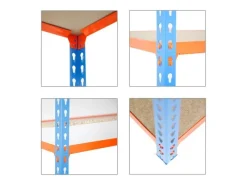 PROREGAL Eckregal Muli HxBxT 180 x 90 x 50 cm 5 Fachböden Fachlast 200 kg Blau-Orange