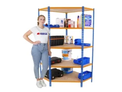 PROREGAL Eckregal Muli HxBxT 180 x 90 x 50 cm 5 Fachböden Fachlast 200 kg Blau-Orange