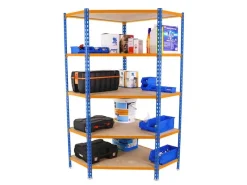Online PROREGAL Eckregal Muli HxBxT 180 x 90 x 30 cm 5 Fachböden Fachlast 200 kg Blau-Orange