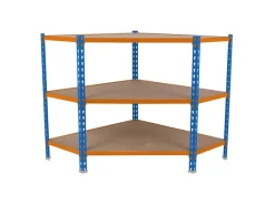 Clearance PROREGAL Eckregal Small Muli HxBxT 90 x 90 x 30 cm 3 Fachböden Fachlast 200 kg Blau-Orange