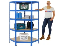 Clearance PROREGAL Eckregal Tiger HxBxT 180 x 90 x 45 cm Fachlast 175 kg Blau