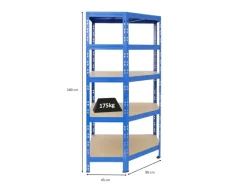 Clearance PROREGAL Eckregal Tiger HxBxT 180 x 90 x 45 cm Fachlast 175 kg Blau
