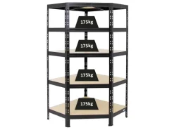 Sale PROREGAL Eckregal Tiger HxBxT 180 x 90 x 45 cm Fachlast 175 kg Schwarz