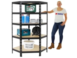 Sale PROREGAL Eckregal Tiger HxBxT 180 x 90 x 45 cm Fachlast 175 kg Schwarz