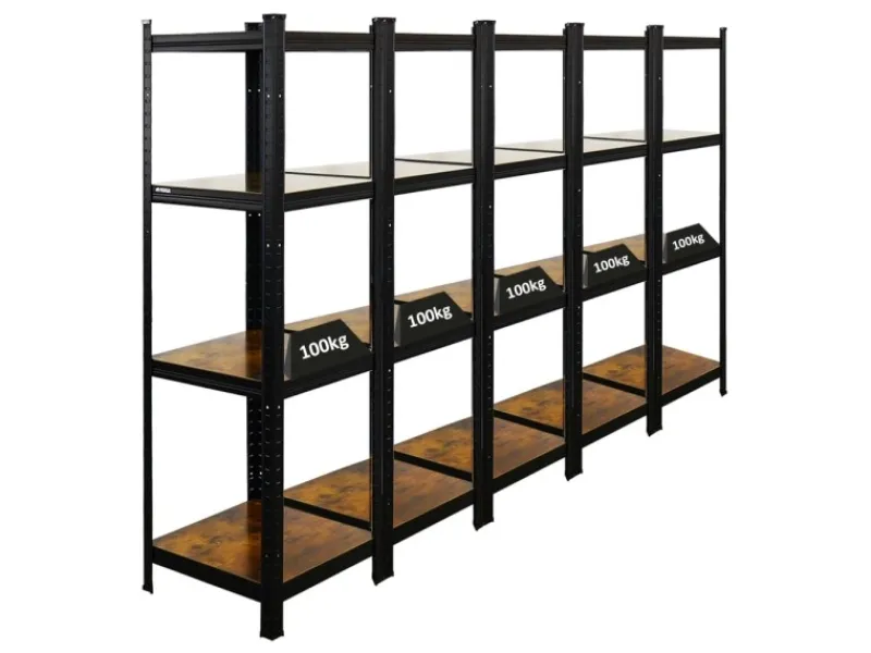 Sale PROREGAL 5er Vintage Series Schwerlastregal Ragnar Set HxBxT 150x45x45cm Fachlast 100kg Vintagebraun-Schwarz