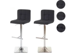 PROREGAL 2er-Set Barhocker Gepolstert Und Höhenverstellbar Mit Lehne Sitzhöhe 63-84cm Mit Lehne Drehbar Stoff/Textil Dunkelgrau Chromfuß Barstuhl