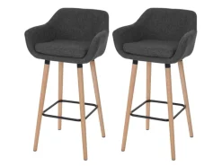 PROREGAL 2er-Set Barhocker Oslo Mit Lehne Sitzhöhe 79cm Textil Barstuhl Tresenhocker