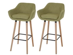 Outlet PROREGAL 2er-Set Barhocker Oslo Mit Lehne Sitzhöhe 79cm Textil Barstuhl Tresenhocker Hellgrün