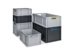 PROREGAL Eurobox Nextgen Color HxBxT 32x30x40cm 30 Liter Griffe Gelb Offen Schwarz Eurobehälter Transportbox Transportbehälter