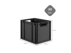 Hot PROREGAL Eurobox Nextgen Color HxBxT 32x30x40cm 30 Liter Griffe Schwarz Offen Schwarz Eurobehälter Transportbox Transportbehälter Anthrazit-Schwarz